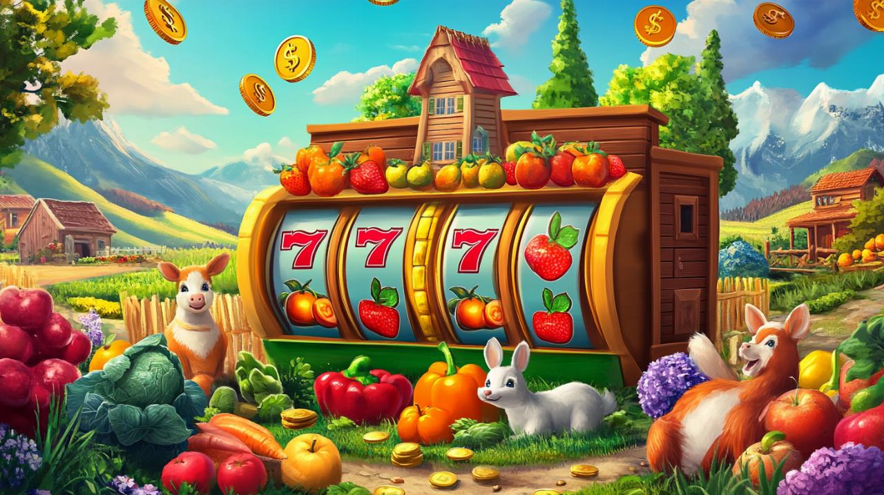 Découvrez le jeu de machine à sous coloré sur le thème de la ferme